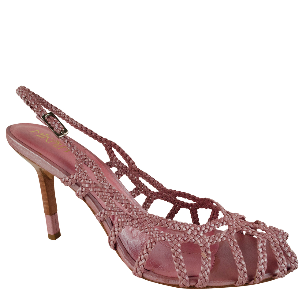 Mikala Women's Barefoot Strappy Slingback Heels Shoes Metallic Pink 9.5M